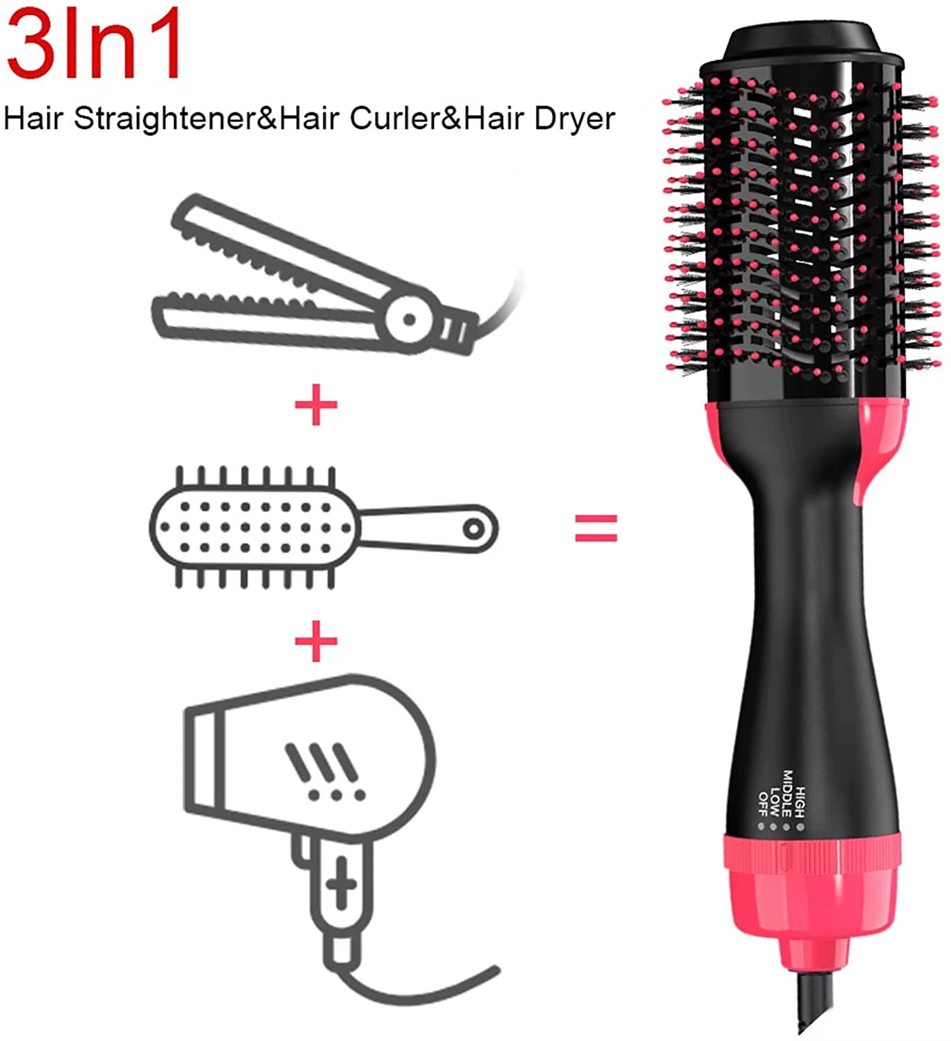 Hot Air Brush One Step Hair Dryer & Volumizer Hair Dryer Brush Negative Ion Generator for Straightening & Curling Hot Air Paddle