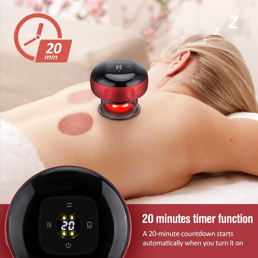 Electric Vacuum Cupping Skin Scraping Massager Jars Body Heating Guasha Suction Cups Therapy Set Health Care Portable