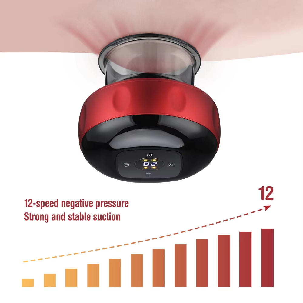 Electric Vacuum Cupping Skin Scraping Massager Jars Body Heating Guasha Suction Cups Therapy Set Health Care Portable