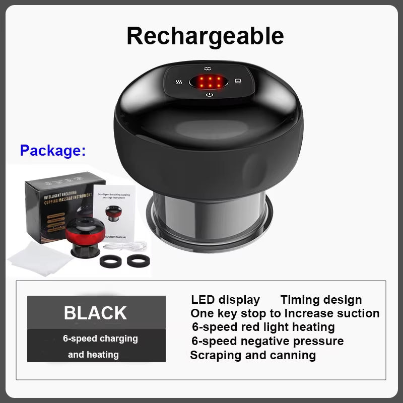 Electric Vacuum Cupping Skin Scraping Massager Jars Body Heating Guasha Suction Cups Therapy Set Health Care Portable