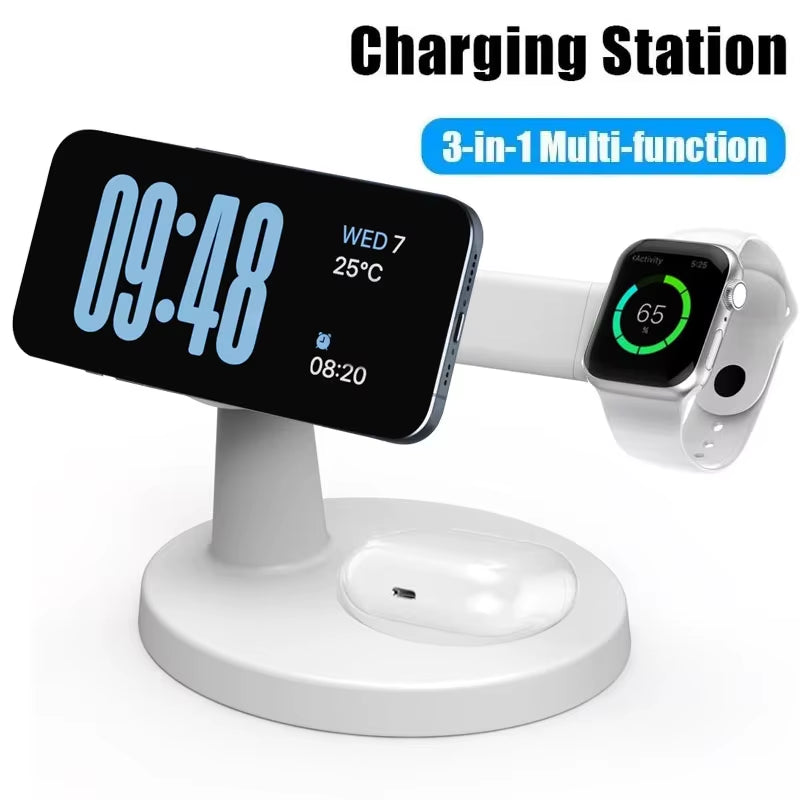 3-in-1 Magnetic Wireless Charging Stand for iPhone, Apple Watch & AirPods