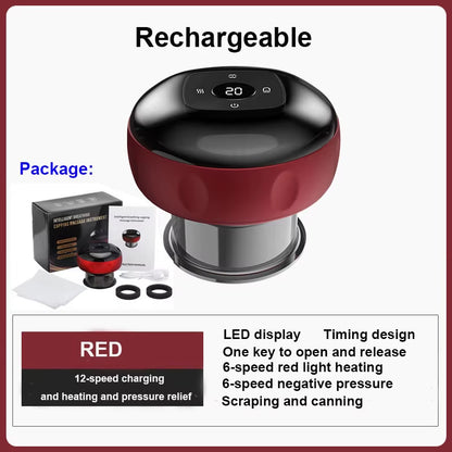 Electric Vacuum Cupping Skin Scraping Massager Jars Body Heating Guasha Suction Cups Therapy Set Health Care Portable