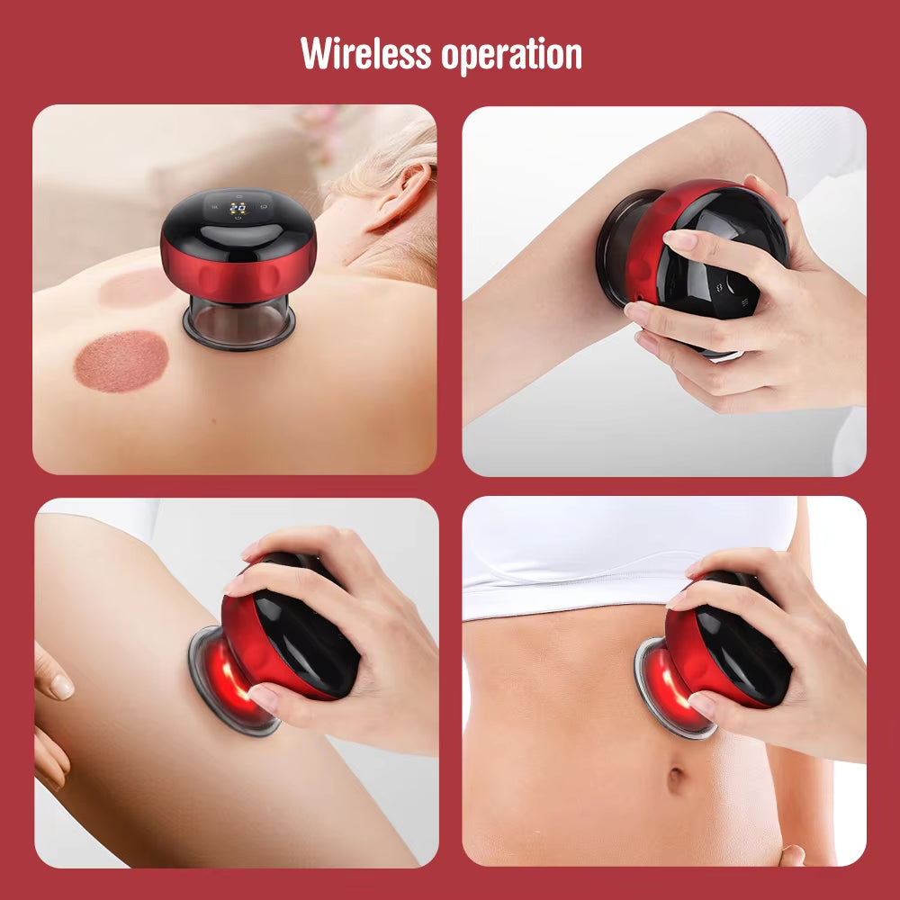 Electric Vacuum Cupping Skin Scraping Massager Jars Body Heating Guasha Suction Cups Therapy Set Health Care Portable