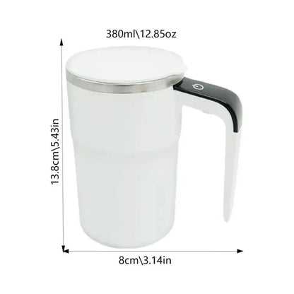 USB Rechargeable Self-Stirring Coffee Mug – 380ML, Waterproof, Food-Safe, Magnetic Mixing for Coffee & Tea.