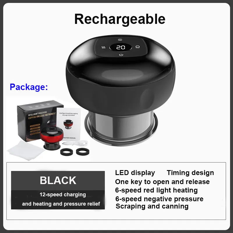 Electric Vacuum Cupping Skin Scraping Massager Jars Body Heating Guasha Suction Cups Therapy Set Health Care Portable