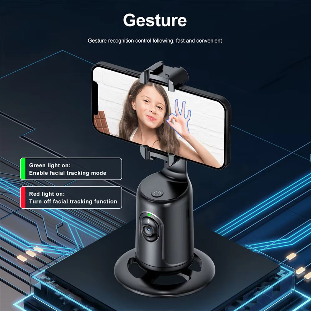 P01 Pro 360 Rotation Desktop Tracking Gimbal Stabilizer AI following Face Tracking Shooting Gimbal for Smartphone Live