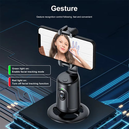 P01 Pro 360 Rotation Desktop Tracking Gimbal Stabilizer AI following Face Tracking Shooting Gimbal for Smartphone Live