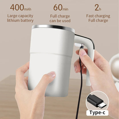 USB Rechargeable Self-Stirring Coffee Mug – 380ML, Waterproof, Food-Safe, Magnetic Mixing for Coffee & Tea.