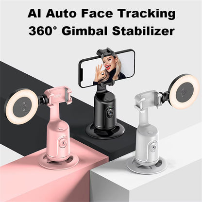 P01 Pro 360 Rotation Desktop Tracking Gimbal Stabilizer AI following Face Tracking Shooting Gimbal for Smartphone Live