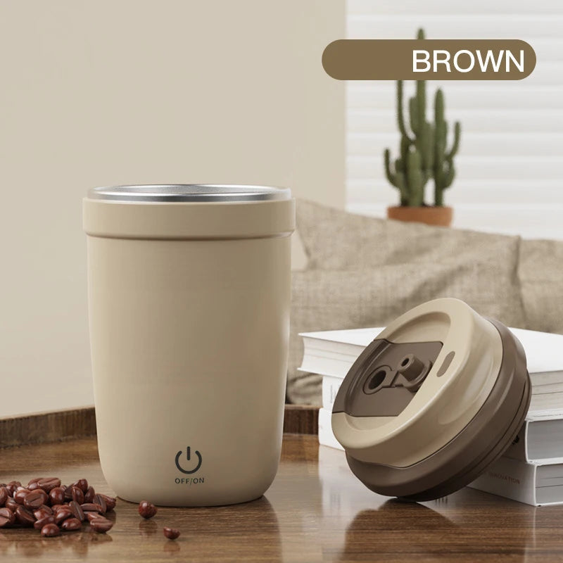 USB Rechargeable Self-Stirring Coffee Mug – 380ML, Waterproof, Food-Safe, Magnetic Mixing for Coffee & Tea.