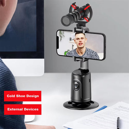 P01 Pro 360 Rotation Desktop Tracking Gimbal Stabilizer AI following Face Tracking Shooting Gimbal for Smartphone Live